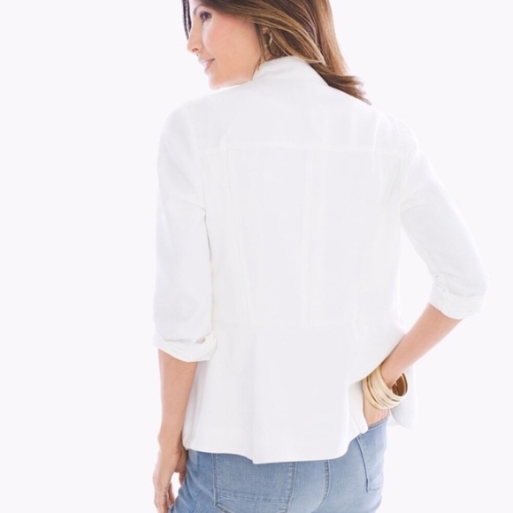 NWT $129 CHICOS white Peplum Military Jacket 0 Petite SP - Picture 2 of 7